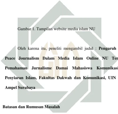 Gambar 1. Tampilan website media islam NU    