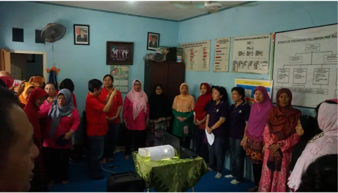 Foto tim bersama dengan Kepala Lurah Kelurahan Cililitan, Ketua RW 05, Ketua PKB, utusan dari  Sudin PPAPP Jakarta Timur 