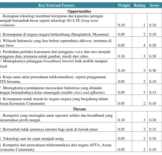 Tabel 3.1. EFE Matrix 