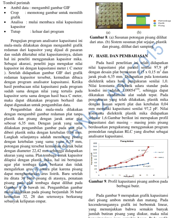 Gambar 8. (a) Susunan potongan pisang dilihat  dari atas. (b) Sistem susunan plat sejajar, plastik 