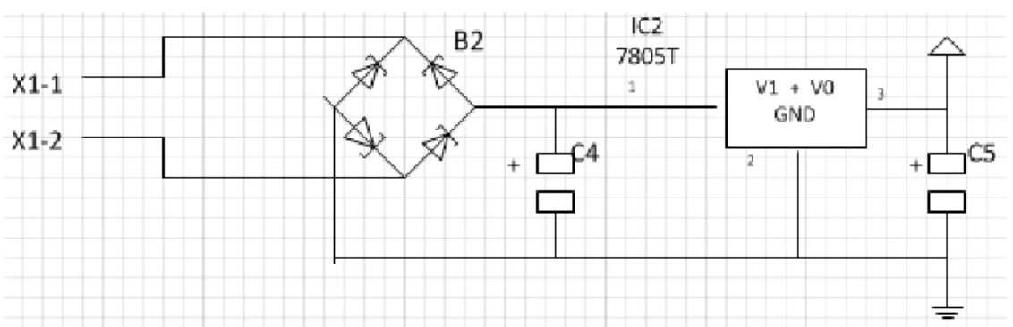 Gambar 3.6 Rangkaian Power Supply sederhana  Sumber : ( Sapno Mujoko, 2009 ) 