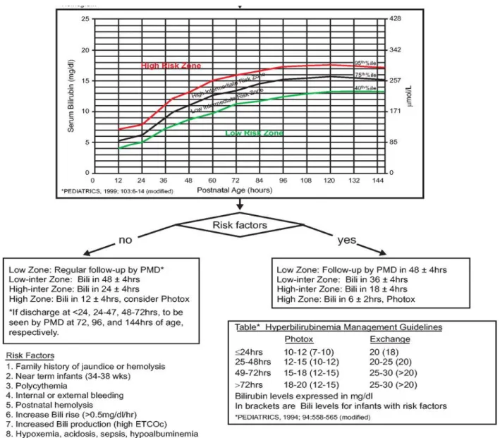 Gambar  1.  Guidelines  Hiperbilirubinemia  untuk  gestasi  ≥34  minggu  (Sumber:Alkalay