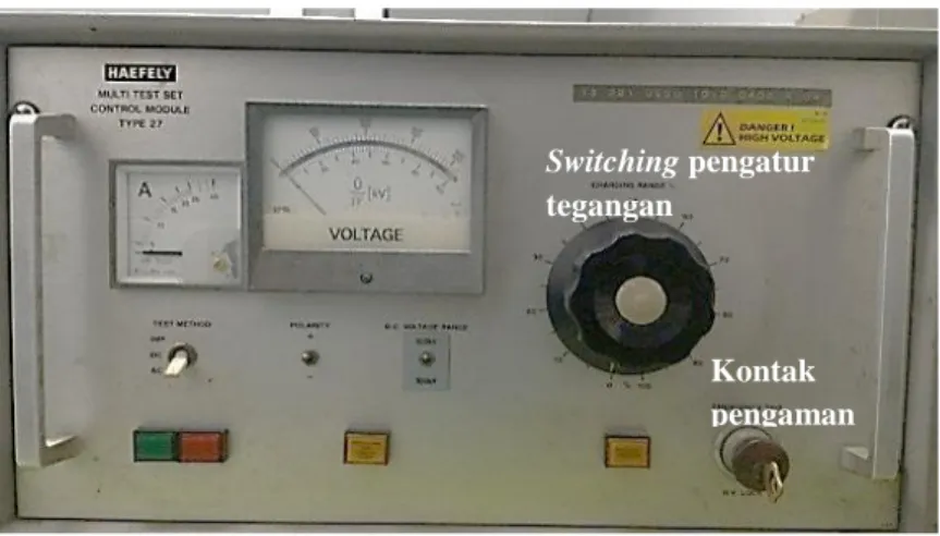 Gambar 4.2  Panel control box pembangkitan tegangan tinggi Kontak pengaman Switching pengatur tegangan 