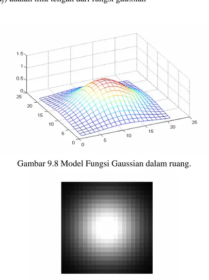 Gambar 9.8 Model Fungsi Gaussian dalam ruang. 