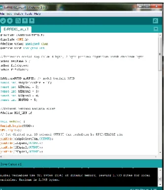 Gambar 2. IDE Arduino dan monitoring hasil serial-nya “BLANK MAN !” 