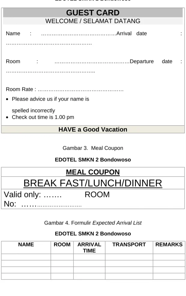 Gambar 2. Formulir Guest Card