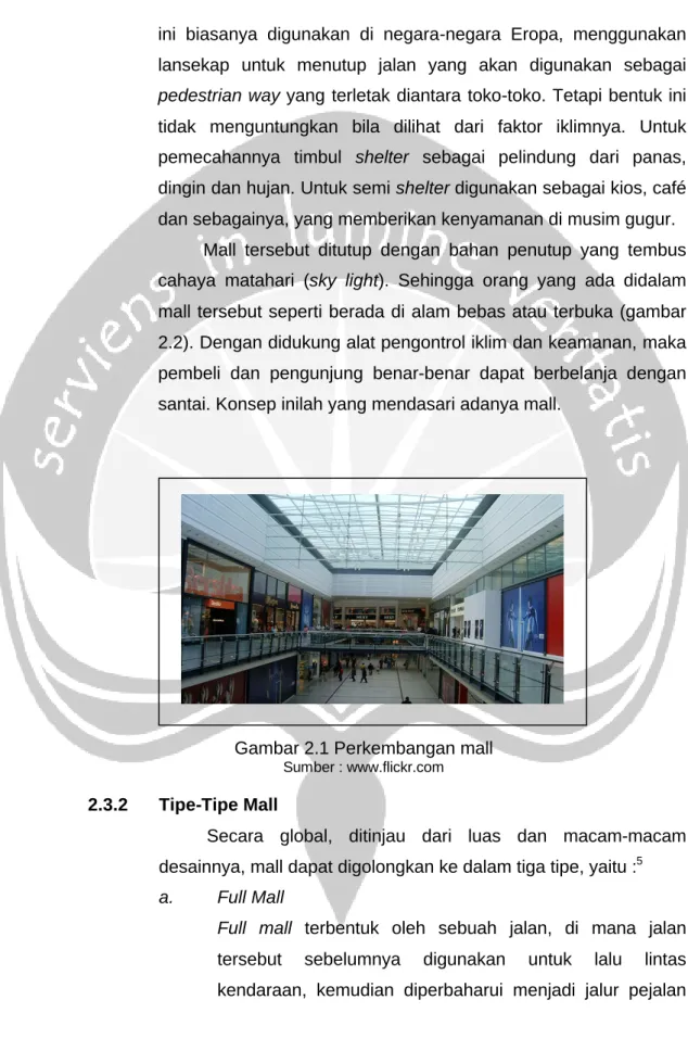 Gambar 2.1 Perkembangan mall