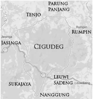 Gambar 3.1: Peta Letak Geografis Kecamatan Cigudeg 