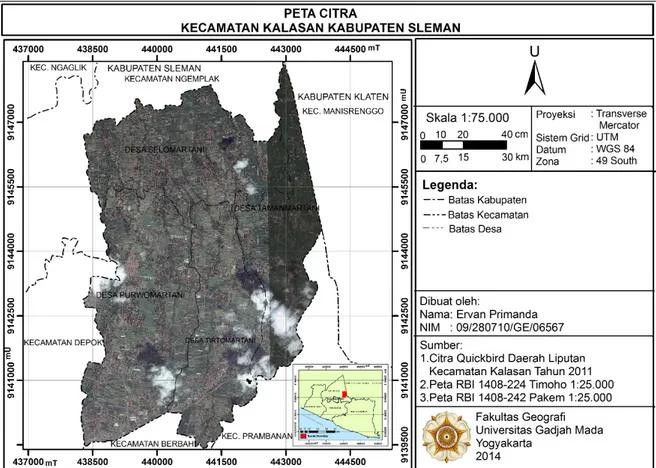 Gambar 1. Peta Citra Kecamatan Kalasan  Kabupaten Sleman 