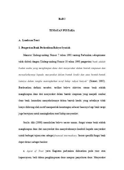 Bab 2 Tinjauan Pustaka Menurut Undang Undang Nomor 7 Tahun 1992 Tentang Perbankan Sebagaimana 5722