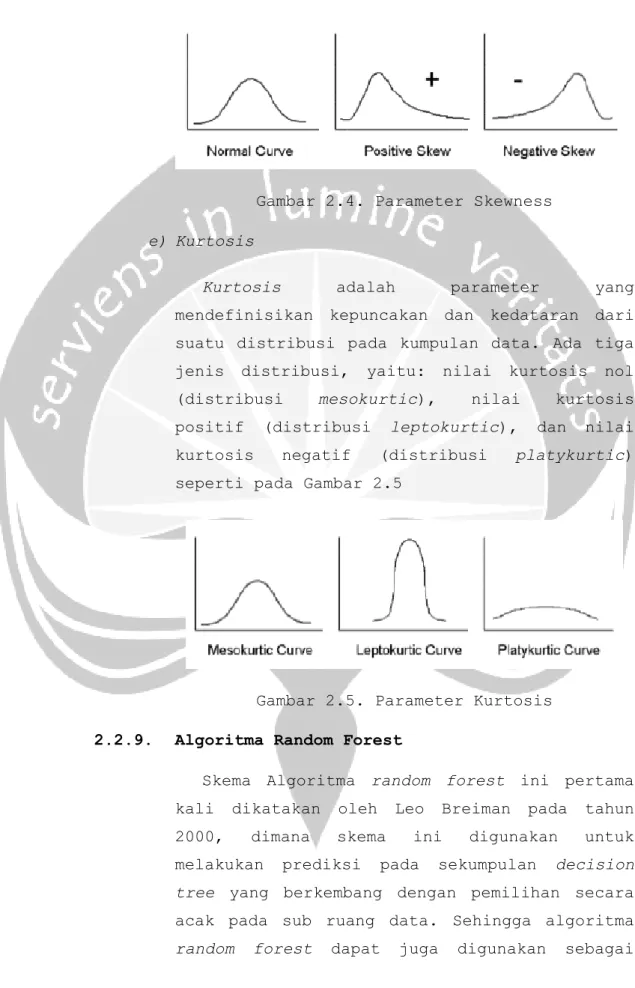 Gambar 2.4. Parameter Skewness e)  Kurtosis 
