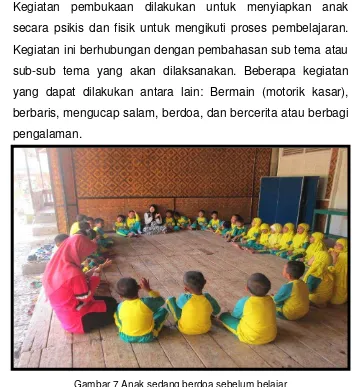 Gambar 7 Anak sedang berdoa sebelum belajar (Photo : TK Pelopor Bandung) 