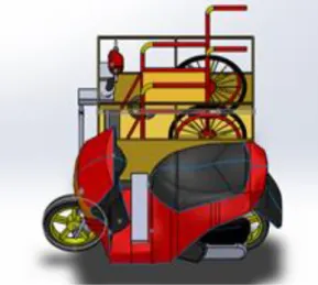 Gambar 2. Rancangan Sepeda motor Sespan 3D  dengan Solidworks 2016 