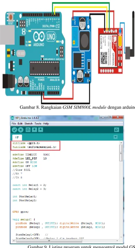 Gambar 8. Rangkaian GSM SIM800L module dengan arduino 