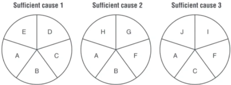 Gambar 8. Skema konseptual tiga buah sufficient cause dari sebuah penyakit. 