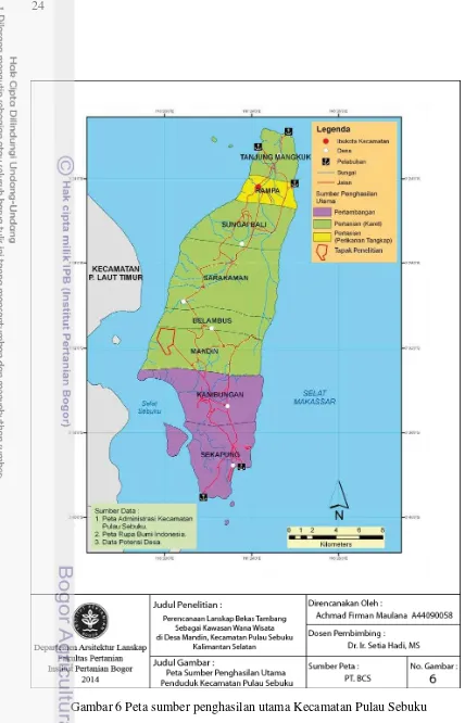 Gambar 6 Peta sumber penghasilan utama Kecamatan Pulau Sebuku 