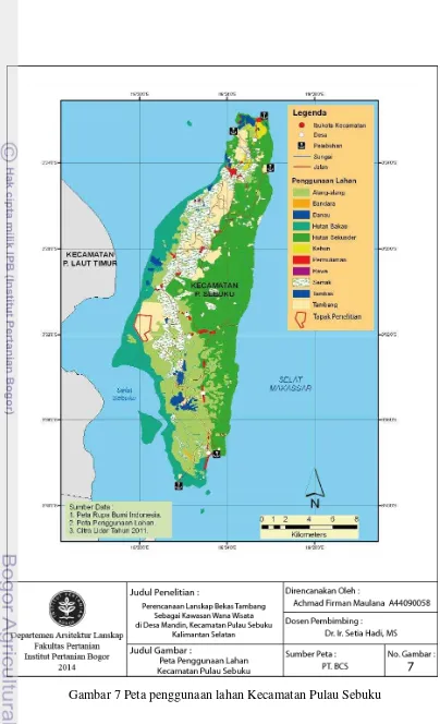 Gambar 7 Peta penggunaan lahan Kecamatan Pulau Sebuku 