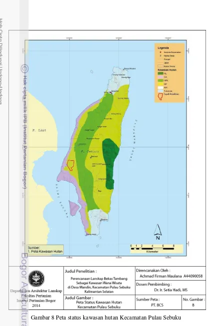 Gambar 8 Peta status kawasan hutan Kecamatan Pulau Sebuku 