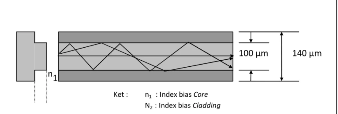 Gambar 2.3 Step index multimode (anonim, 2005) 