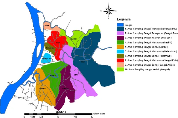 Tabel 16. Luas area sampling titik pantau air sungai Kota Banjarmasin. 