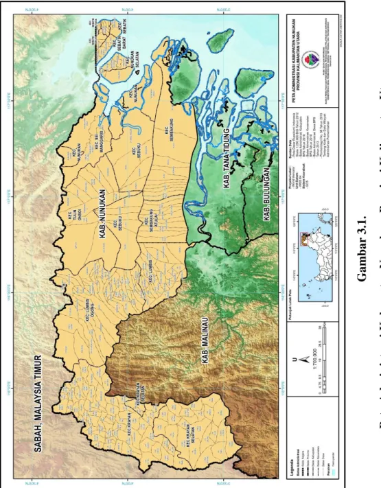 Gambar 3.1. Peta Administrasi Kabupaten Nunukan, Provinsi Kalimantan Utara