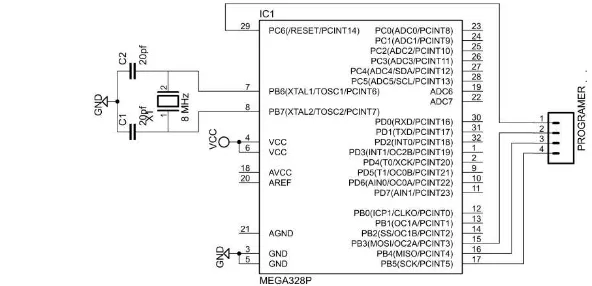 Gambar 7  Rangkaian minimum mikrokontroler ATmega328P 