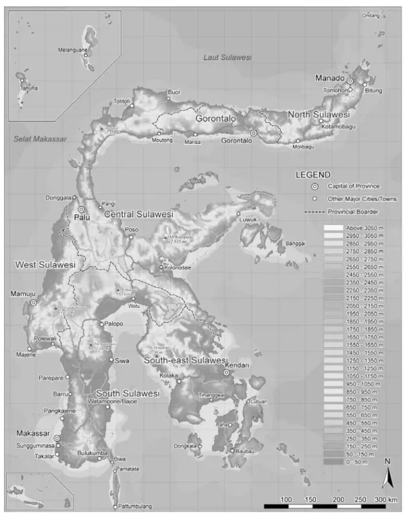 Gambar 2.1  Peta Topografi Pulau Sulawesi   