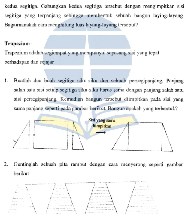 Gambar  dua  segitiga  yang  kongruen  pada  kertas  berpetak,  kemudian  gunting  kedua  segitiga