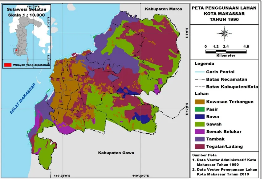 Gambar 2. Peta penggunaan lahan Tahun 1990 