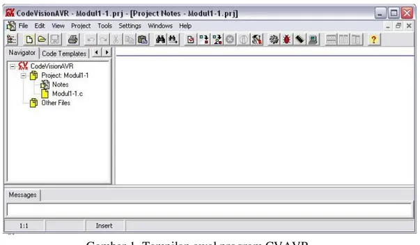 Gambar 1. Tampilan awal program CVAVR 