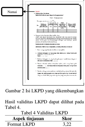 Gambar 2 Isi LKPD yang dikembangkan  Hasil  validitas  LKPD  dapat  dilihat  pada  Tabel 4