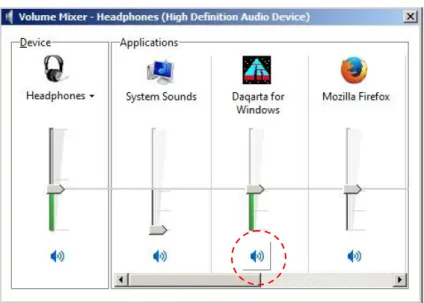 Gambar 3.8. Tampilan volume mixer - headphones. 