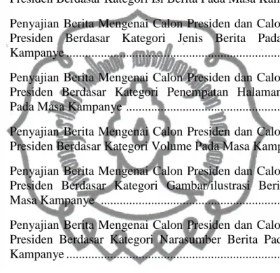 Tabel 3.1.1  Frekuensi  Penyajian  Berita  Mengenai  Calon  Presiden  dan 