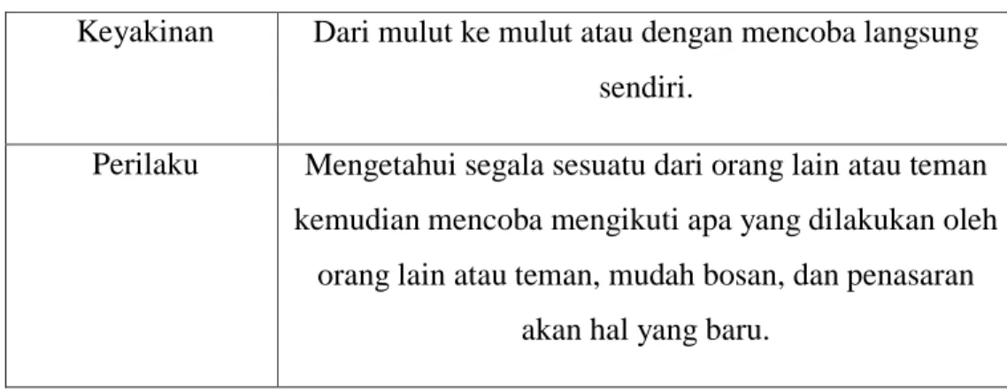 Tabel III.1 Consumer Insight  Sumber: Dokumen Pribadi  