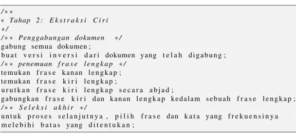 Gambar 4.4: Pseudo-code ringkasan tahap ekstraksi ciri