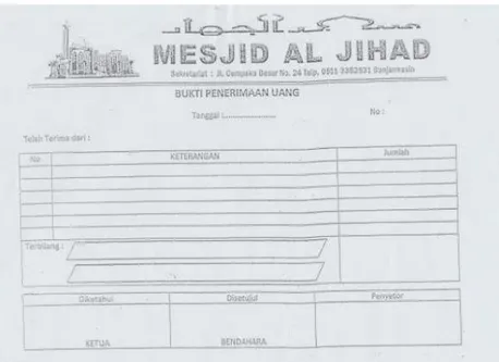 Gambar 4.2. Bukti Penerimaan Uang  Sumber: Masjid Al-Jihad 