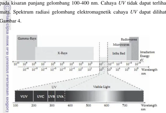 Gambar 4.  Spektrum Radiasi Gelombang Elektromagnetik Cahaya UV 