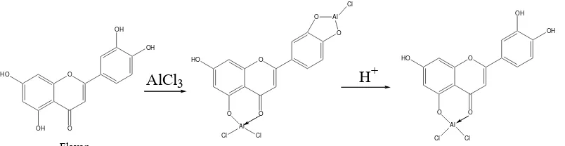 Gambar 7. Reaksi pembentukan kompleks antara AlClFlavon3 dengan flavon 
