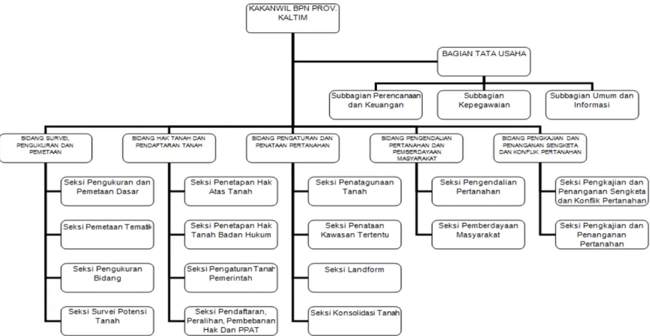 Gambar 2.  Struktur Organisasi  Kantor Wilayah BPN Provinsi Kaltim 