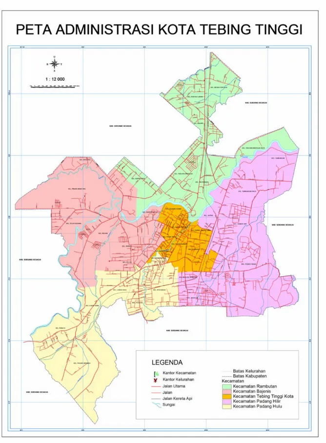 Gambar 1.1 Peta Administrasi Kota Tebing Tinggi.