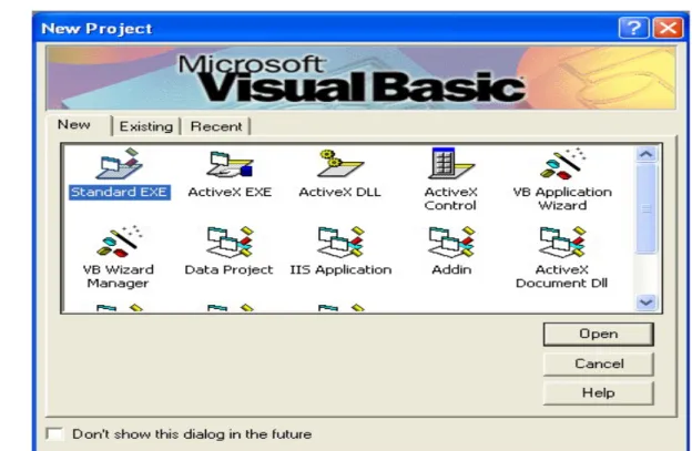 Gambar 2.9.  Tampilan awal Visual Basic 