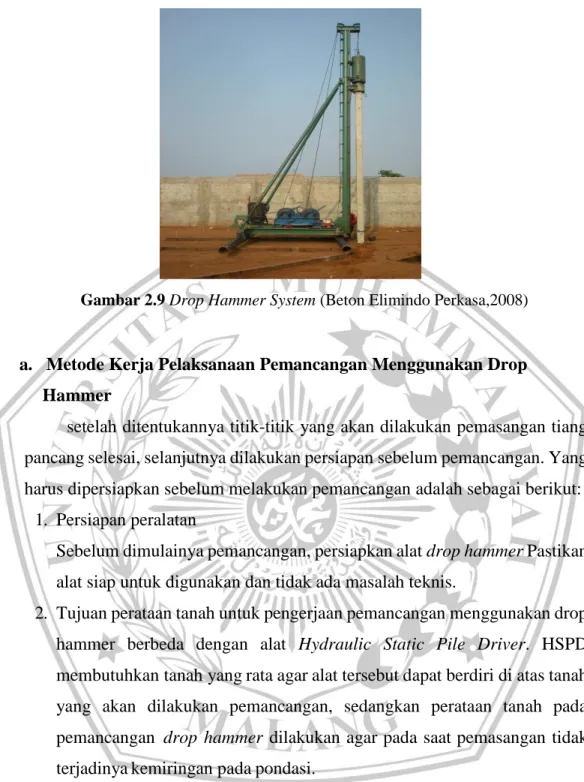 Gambar 2.9 Drop Hammer System (Beton Elimindo Perkasa,2008) 