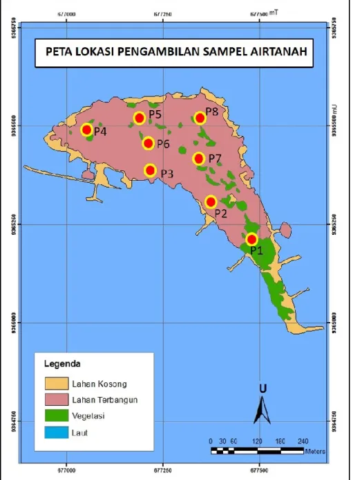 Gambar 3. Peta Lokasi Pengambilan Sampel Airtanah di Pulau Koral Panggang 