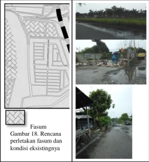 Gambar 16. Atas : Kondisi Jalan  dan Saluran Drainase  Samping : Tiga Kondisi Jalan 