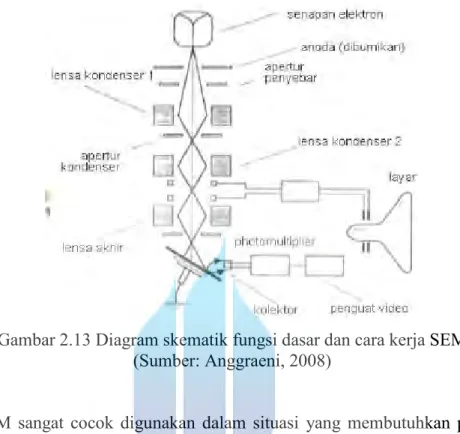 Diagram skematik dan cara kerja SEM pada Gambar 2.13. 