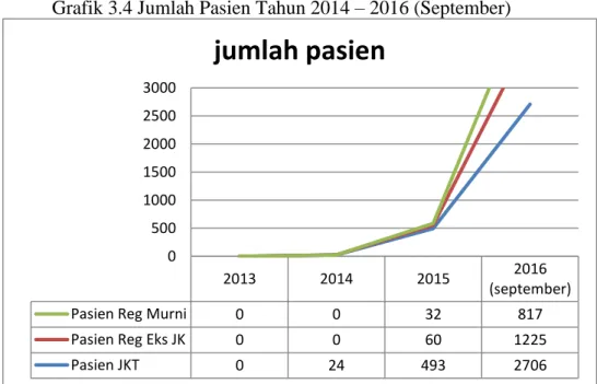 Grafik 3.4 Jumlah Pasien Tahun 2014 – 2016 (September)