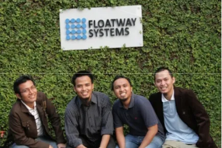 Gambar 1.5 Para pendiri PT. Floatway Systems kiri ke kanan : Lingga Wardhana,  Deni Rosiska, Rakhmad Fajar, Chairil Wahyana 