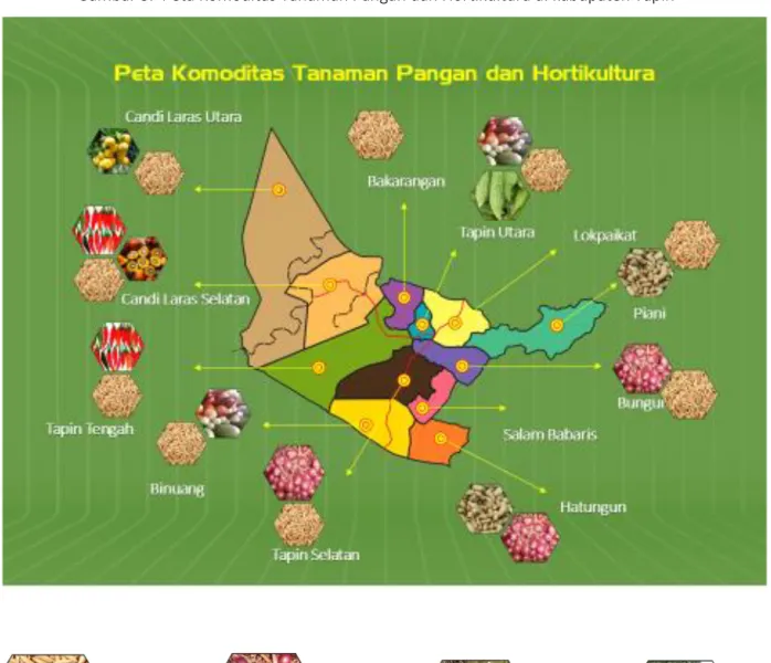 Gambar 3.  Peta Komoditas Tanaman Pangan dan Hortikultura di kabupaten Tapin 