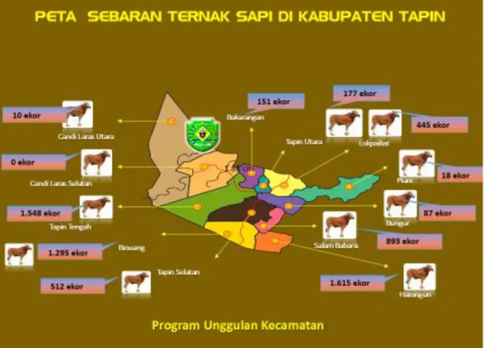 Gambar 7.  Peta Sebaran Ternak Sapi di Kabupaten Tapin 