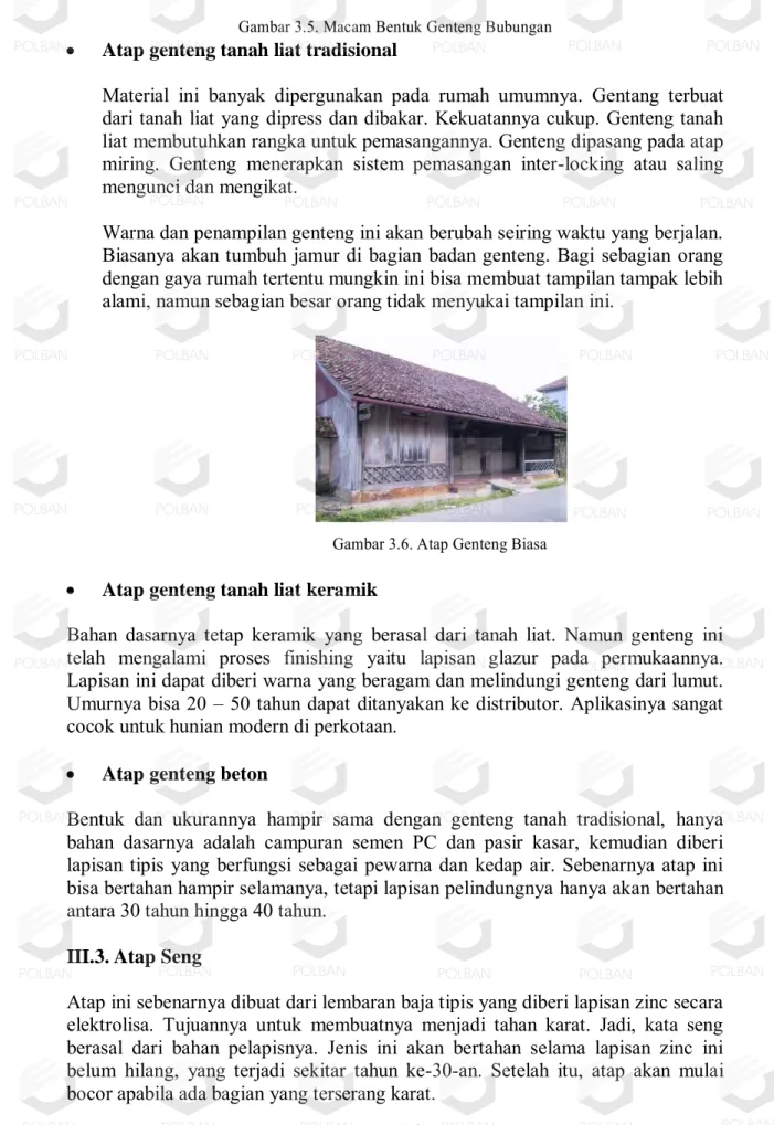 Gambar 3.5. Macam Bentuk Genteng Bubungan 